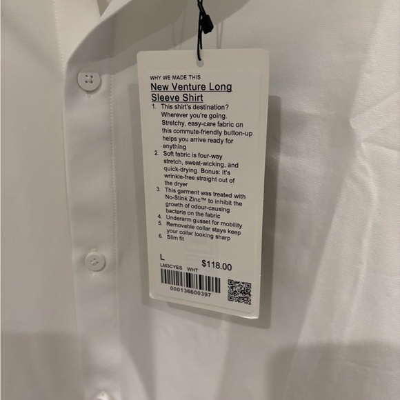 Lululemon Athletica Classic White Dress Shirt New Venture - Picture 2 of 4